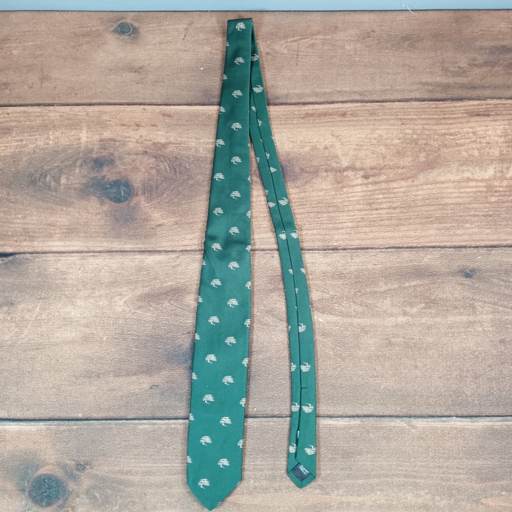 Robert Talbott Joseph Orlando Green Silk Tree Motif Necktie Hand Sewn 3.25"